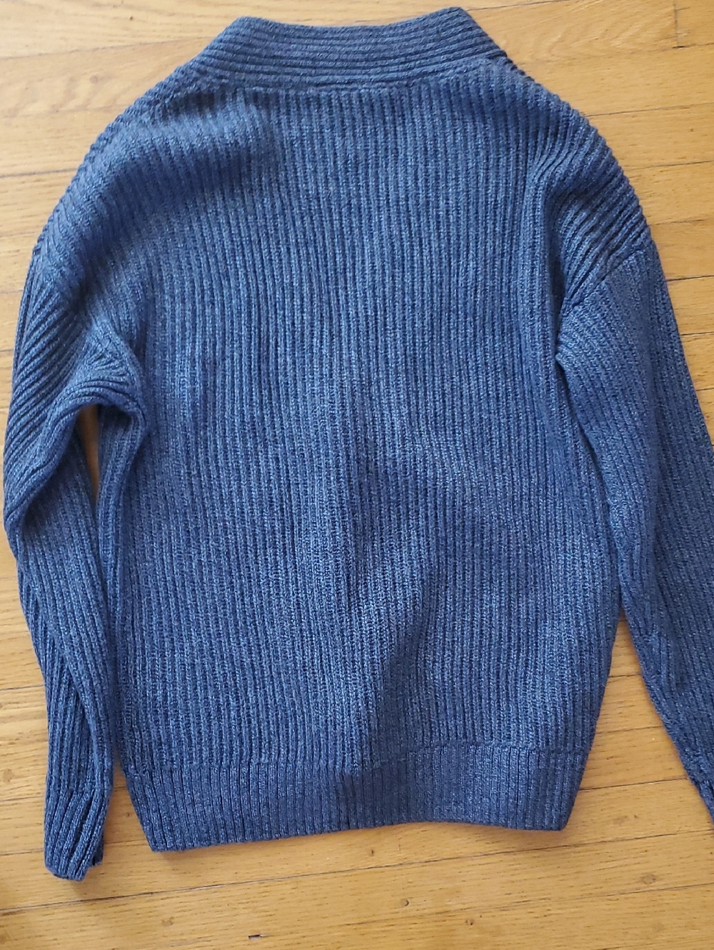 Denver Hayes Blue Ribbed Button-Up Cardigan - Picture 4 of 5